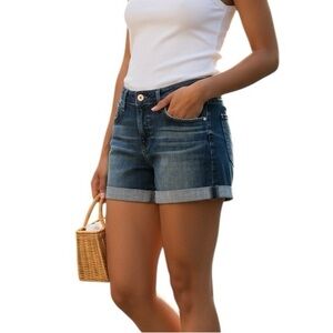 AG The Hailey ex boyfriend roll up denim shorts